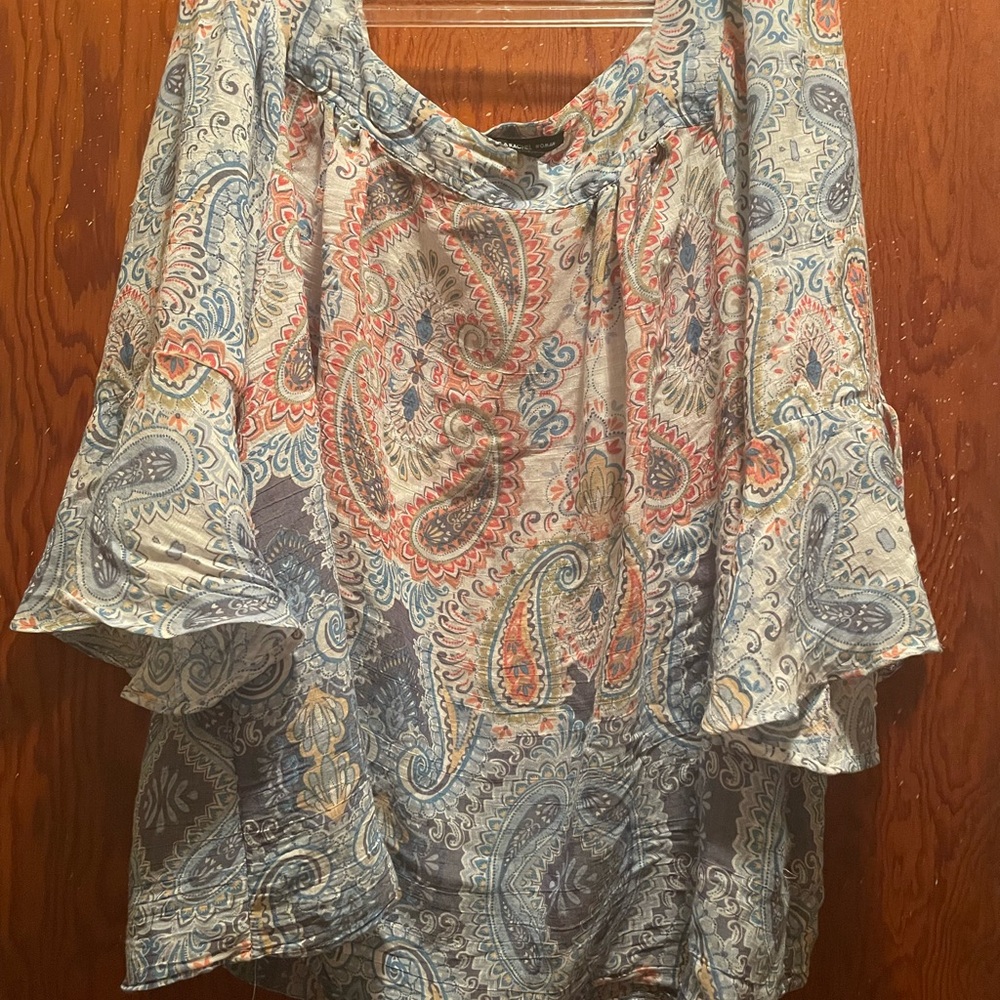 Zac & Rachel Paisley Blouse in Blue, Coral and Cream